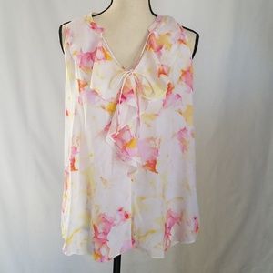 H.P🎉Zac & Rachel sleeveless ruffle blouse Size L.